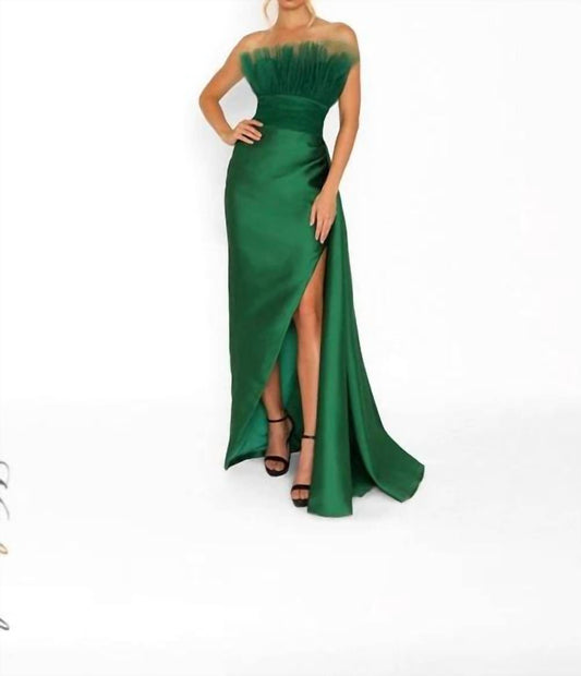 Strapless Bodice With A Gathered Tulle Overlay Dress