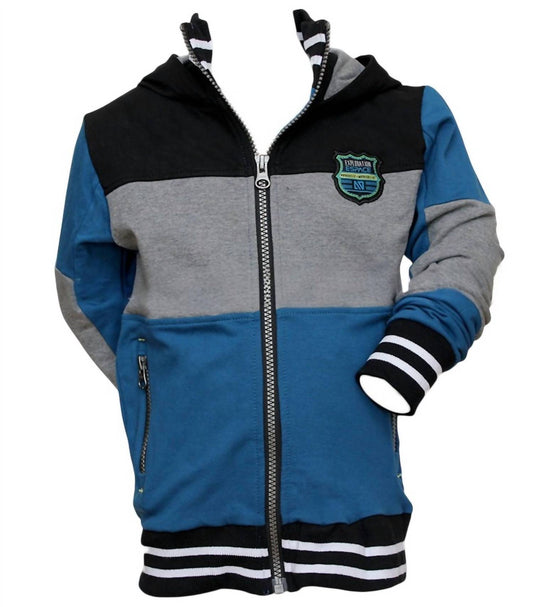 Kids Color Block Hooded Cardigan