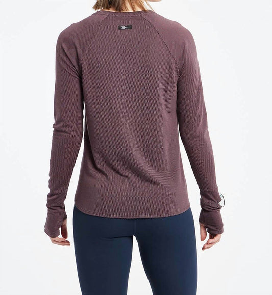 Oiselle Women's Flyout Long Sleeve Top in Redwood/Ink Blue - view 2