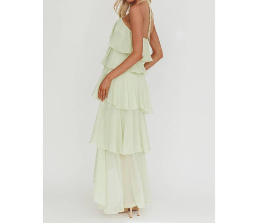 One & Only Women's Halter Neck Ruffled Maxi Dress in Green - view 2