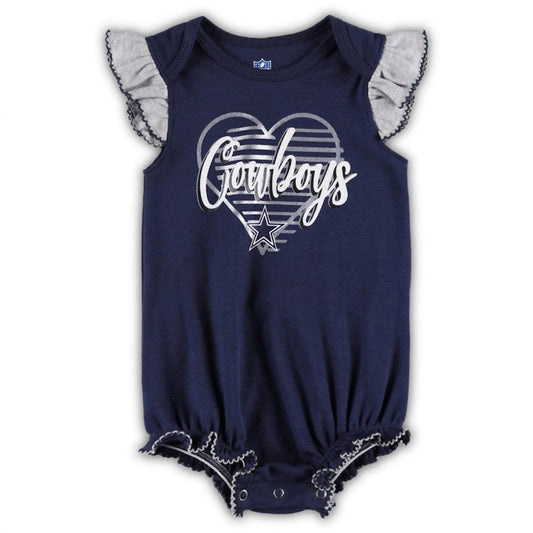 Girls Dallas Cowboys All The Love Bodysuit Bib & Booties Set