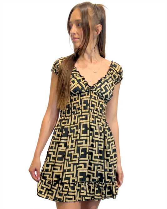 Smocked Sleeve Short Dress