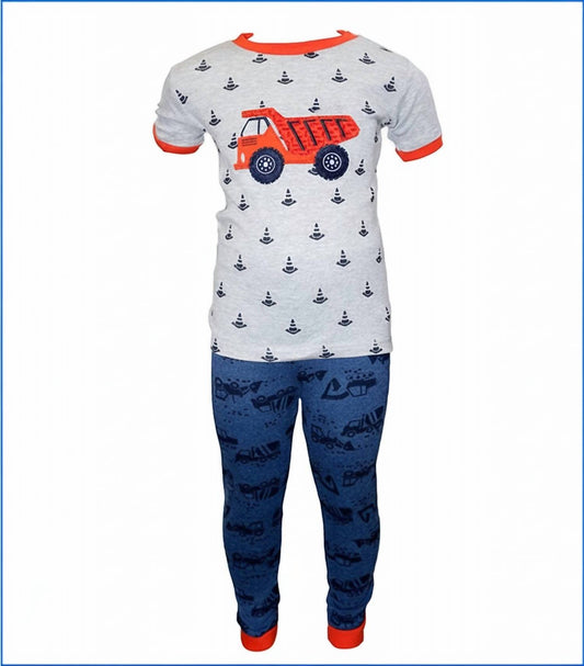 Kids Short Sleeve Construction Trucks Pajama Set