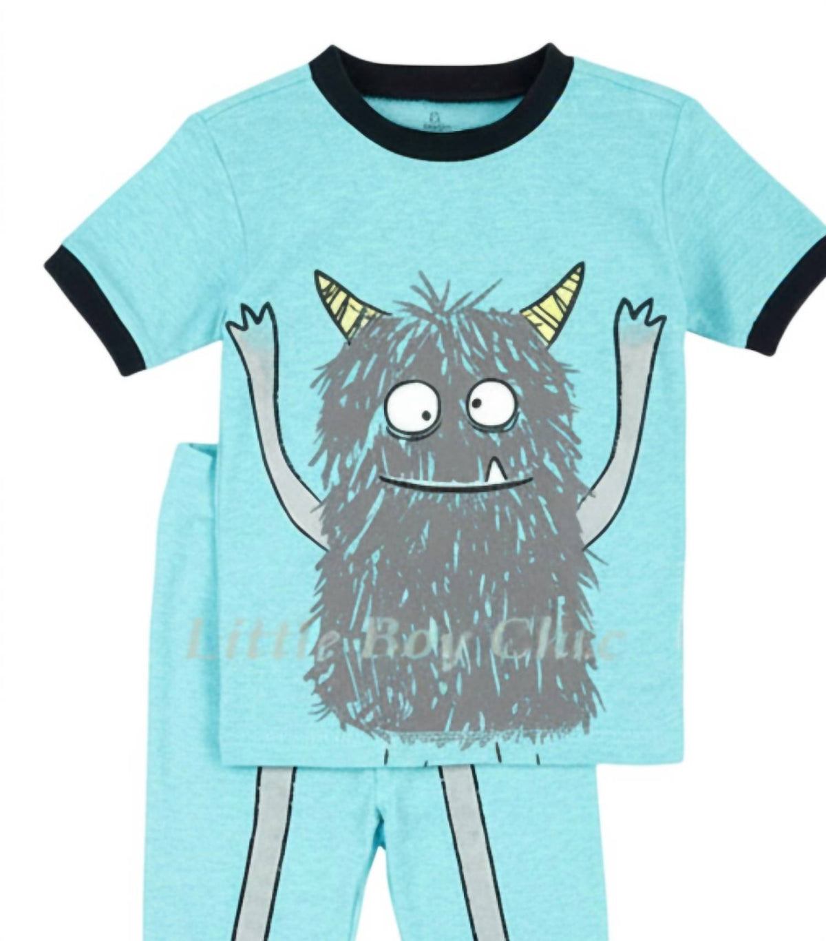 Kids Short Sleeve Glow In The Dark Sleep Monster 2-Piece Pajama Set