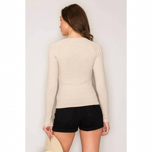 Women's Picot-stitch V-neck Top