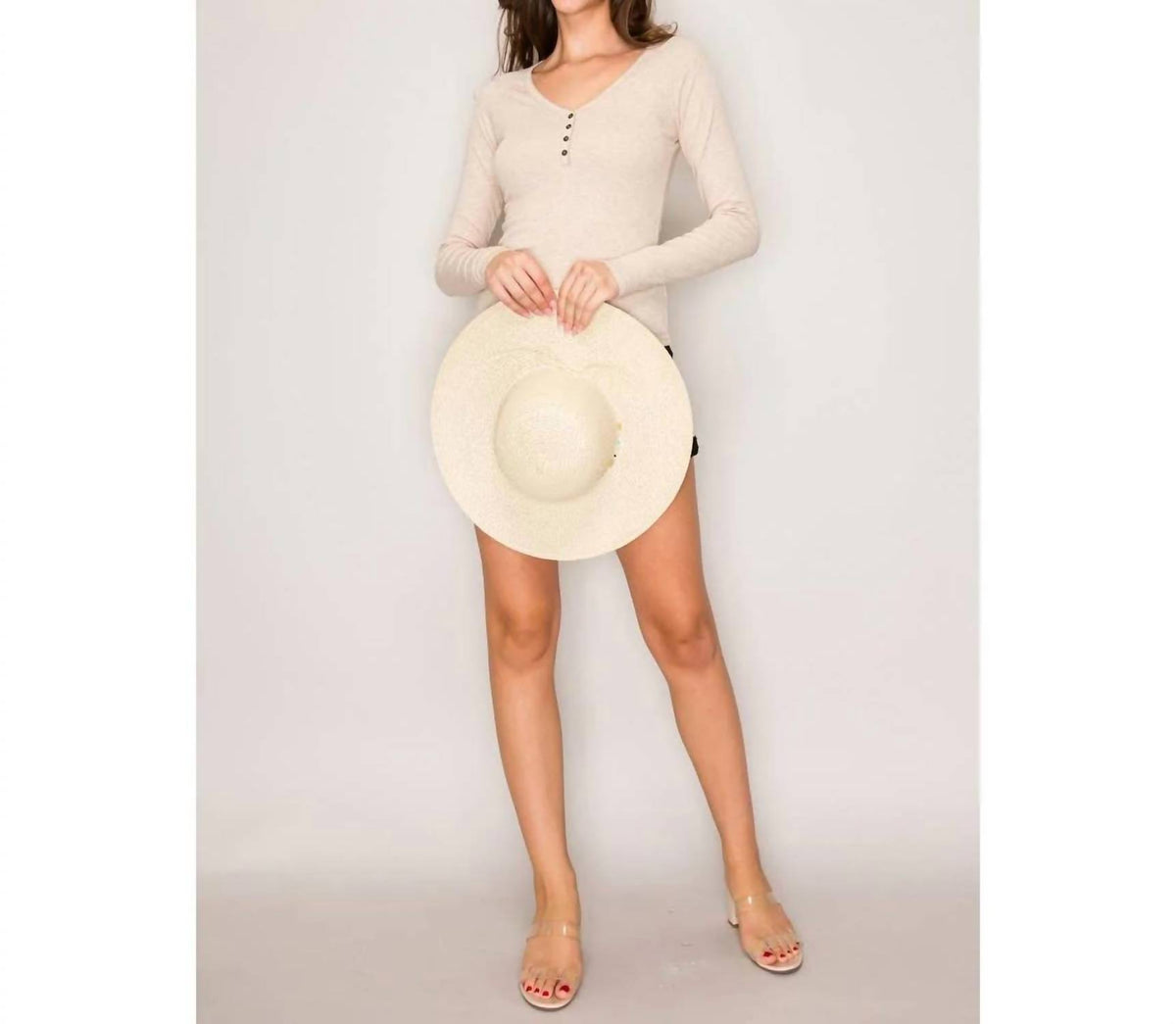Women's Picot-stitch V-neck Top