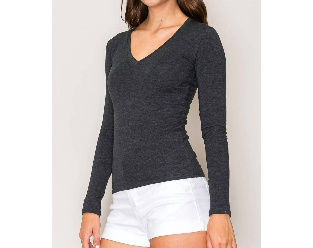 Women's V-neck Long-sleeve Knit Tee
