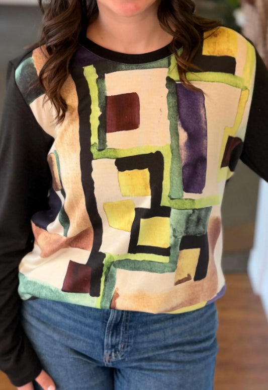 Marissa Abstract Print Long Sleeve Top