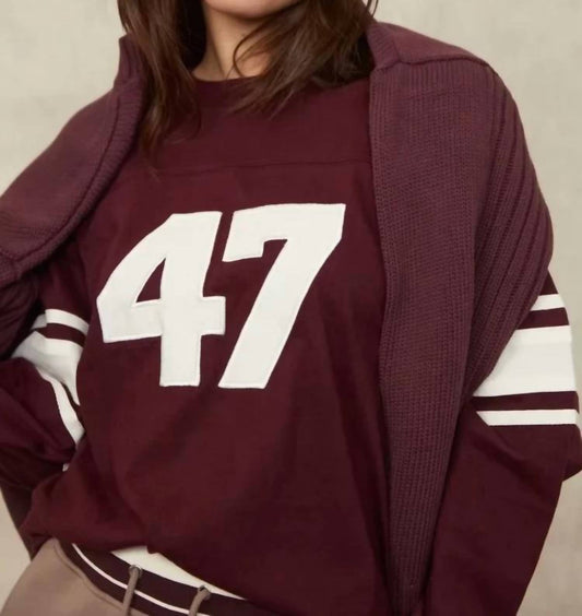 Olympia Long Sleeve Top With Applique Grape