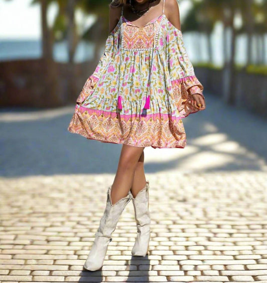 Spring Flowers Cold Shoulder Tunic