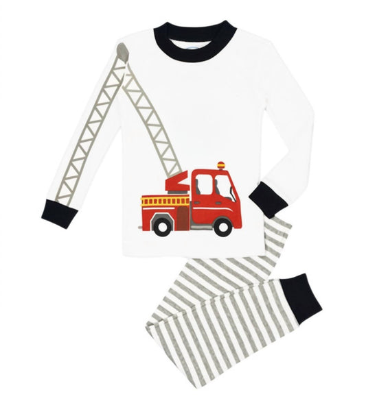 Kids Ladder Firetruck Long John Pj Set