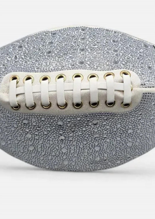 Sensibling Corp Women's Bling Studded Game Day Football Shape Crossbody Bag in White - view 2