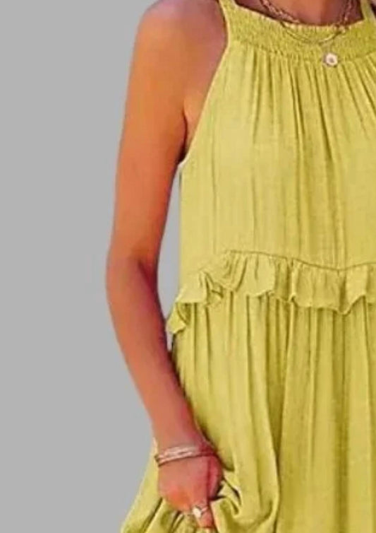 Ruffled Sleeveless Maxi Dress