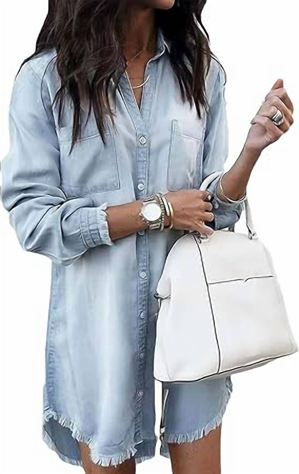 Women's Frayed Hem Tunic Dress