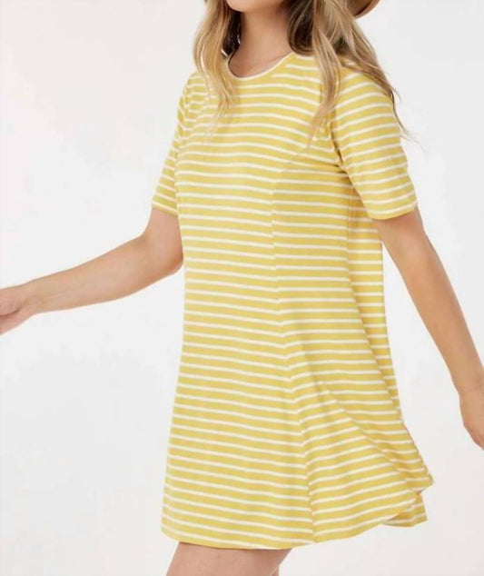Short Sleeve Round Neck Stripe Tunic Top