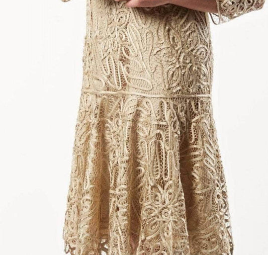 Two Piece Flared Skirt Formal Midi Dress