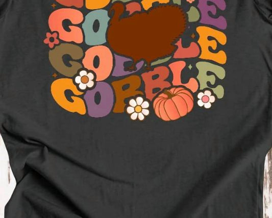 Women's Gobble Gobble Gobble Turkey Graphic Tee
