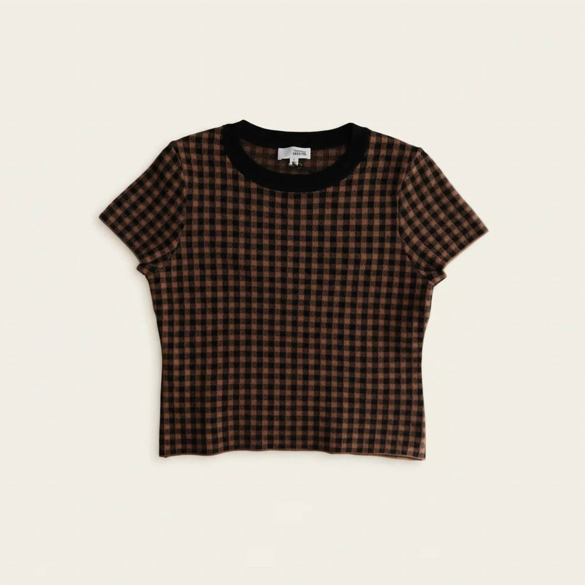 Gingham Soft Knit Crew Neck Sweater