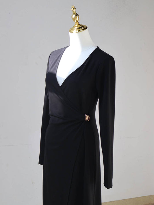 Women's Wrap V-neck Midi Dress