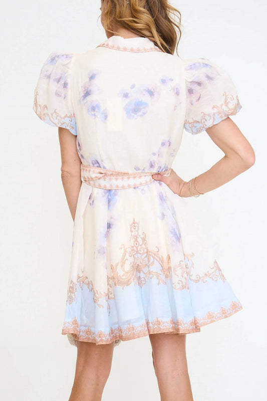 Short Sleeve Button Down Belted Mini Dress