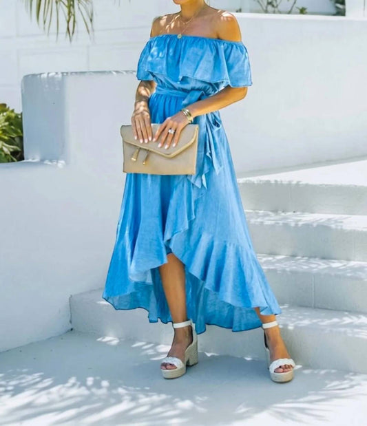 Sadie Off The Shoulder Chambray Maxi Dress