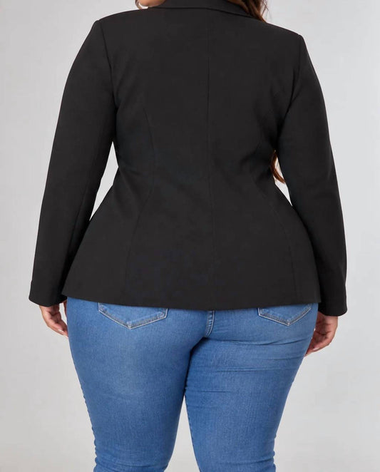Zoe Plus Size Stretch Luxe Crystal Detail Button Blazer
