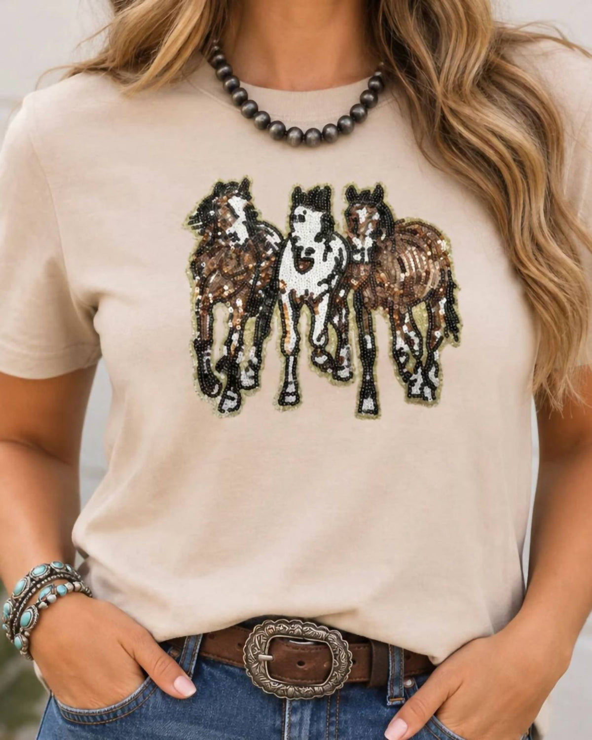 Sequin Horse Graphic Tee