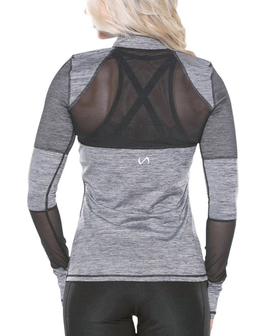 Muse Bardot Mesh Panel Long Sleeve Top