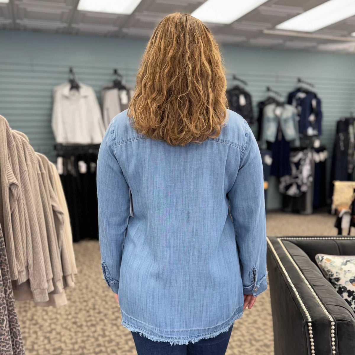 Fringe Trim Button Down Shirt