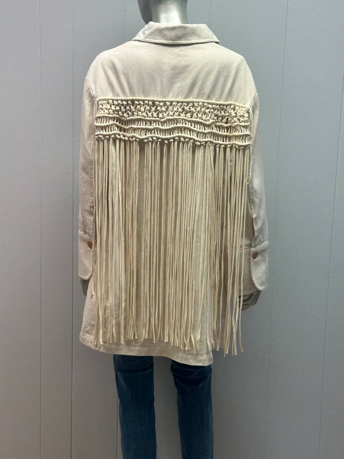 Denim Macrame Shirt Jacket