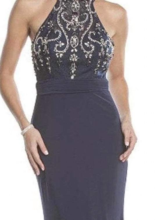 High Halter Fitted Prom Gown