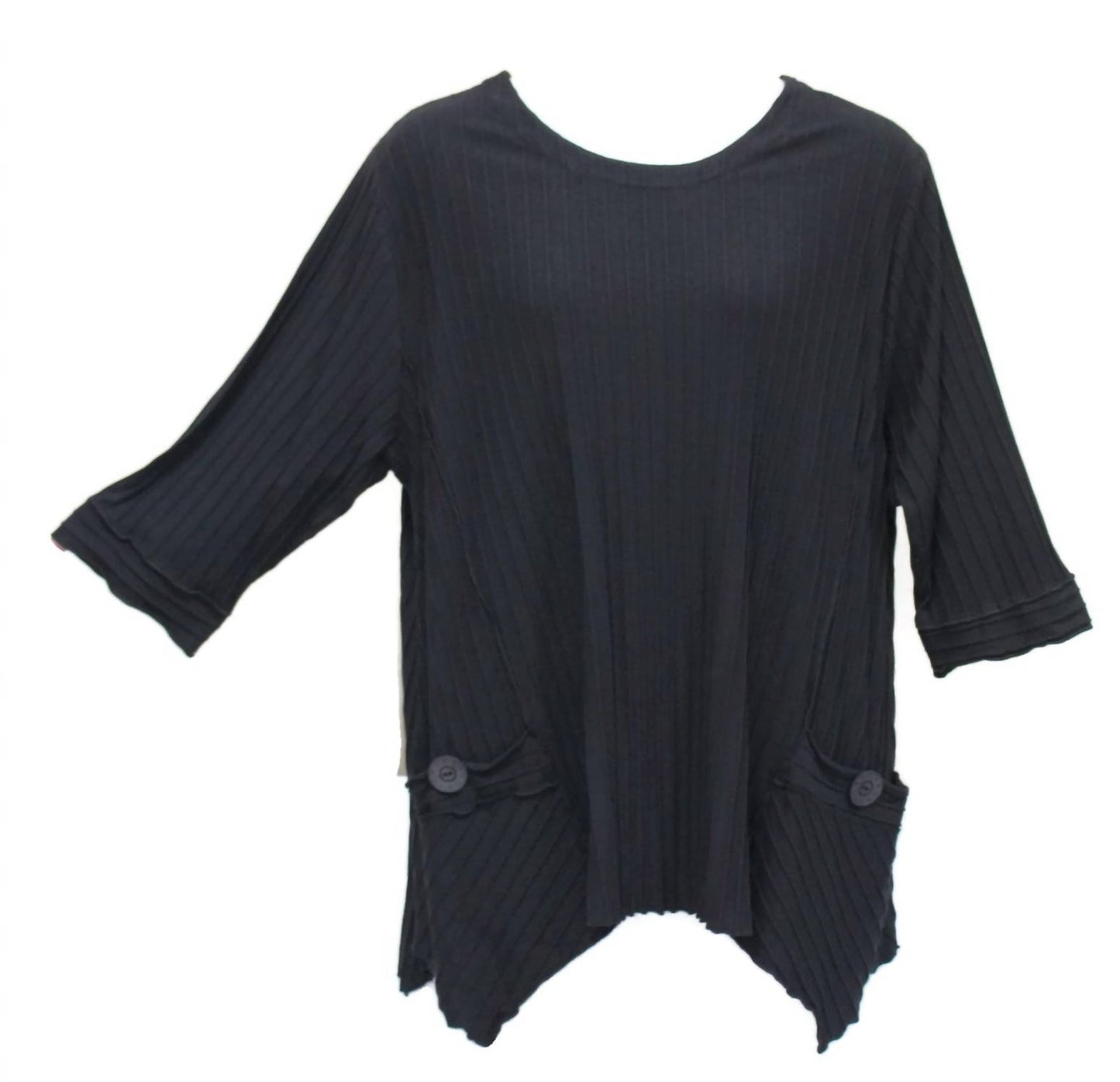 Asymmetrical Textured Rib Knit Cotton Top