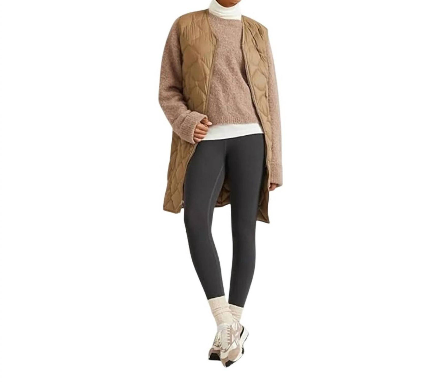 Down Shawl Zip Up Long Puffer Vest