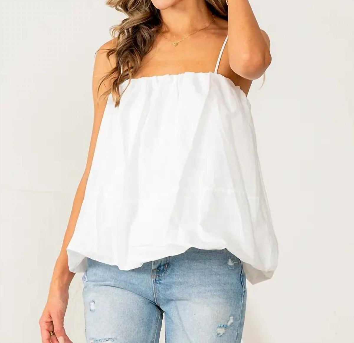 Bubble Hem Spaghetti Strap Top
