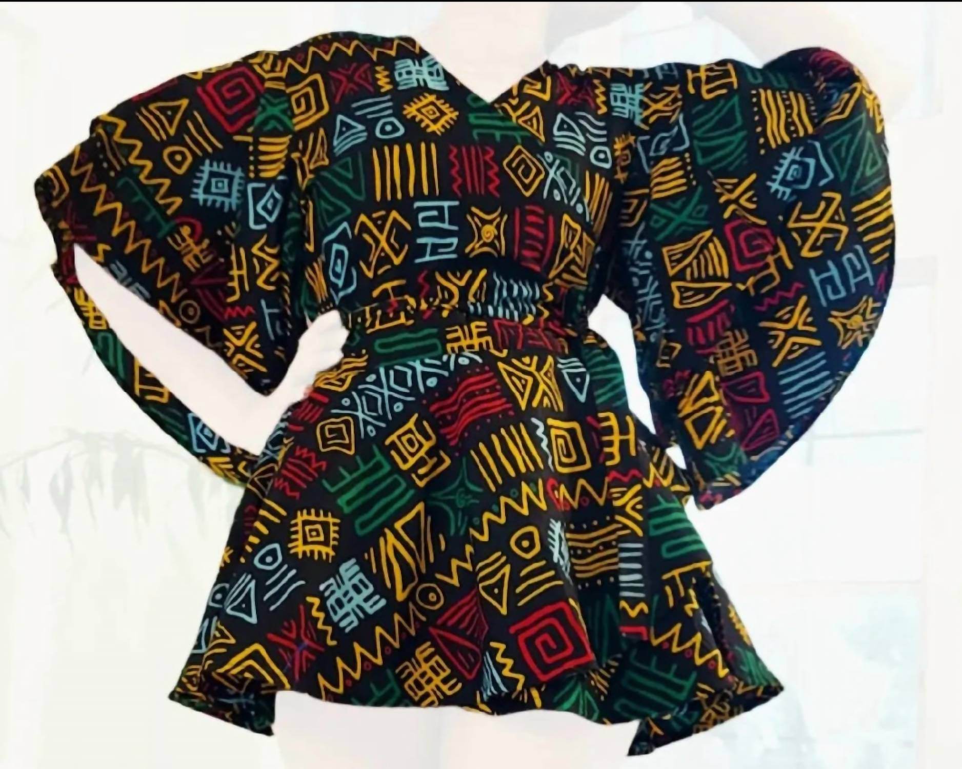India Batik - Two Piece Rasta Wrap Blouse And Skirt Set - Rack Hunt -