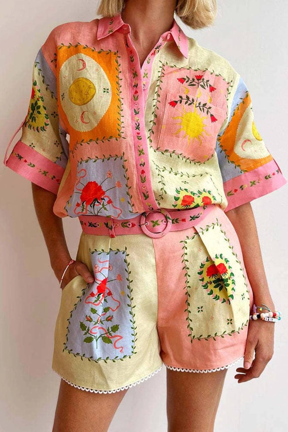Mediterranea Linen Top And Short Set