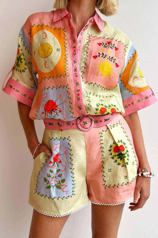 Mediterranea Linen Top And Short Set