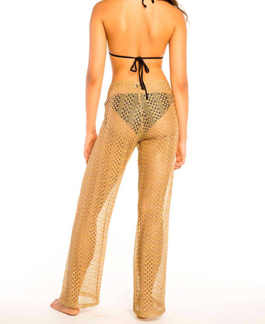 Metallic Pull On Pant Cover Up