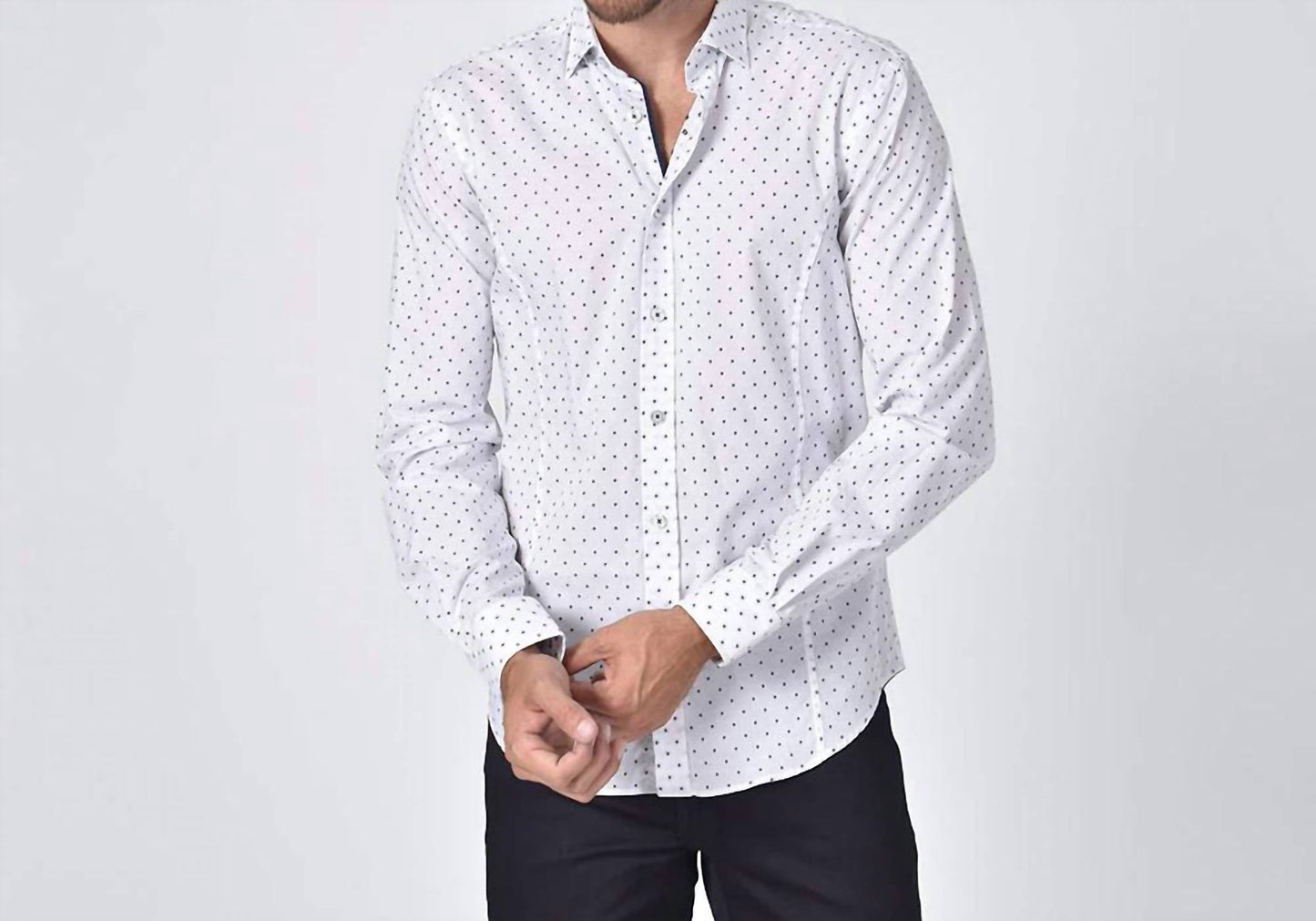 Polka Dot Print Fil Coupé Button Down Shirt