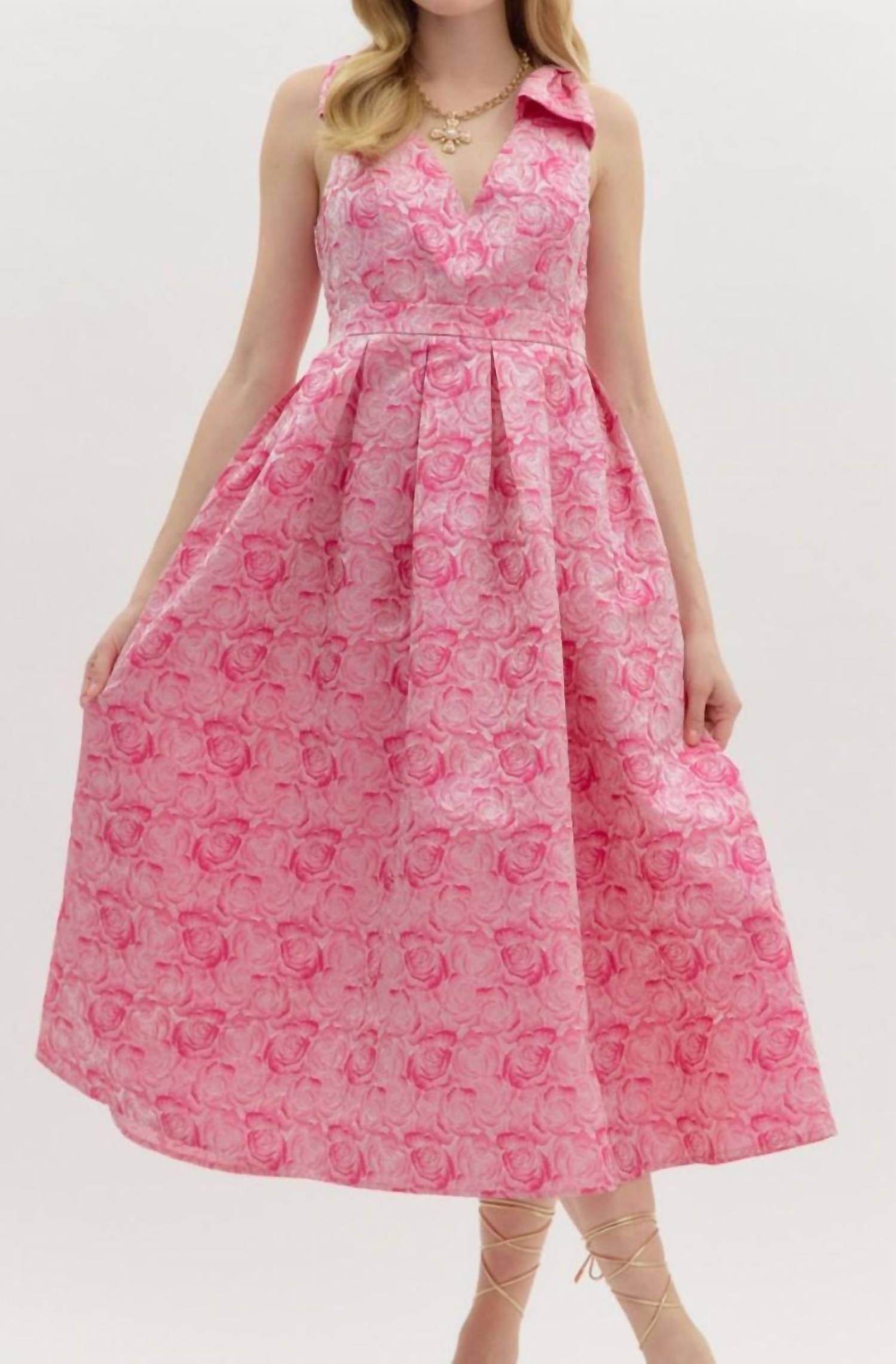 The Blue Collection - Women's Rosette Jacquard Tea Length Gown - Rack Hunt