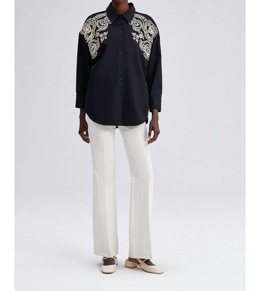 Embroidered Front Oversized Shirt