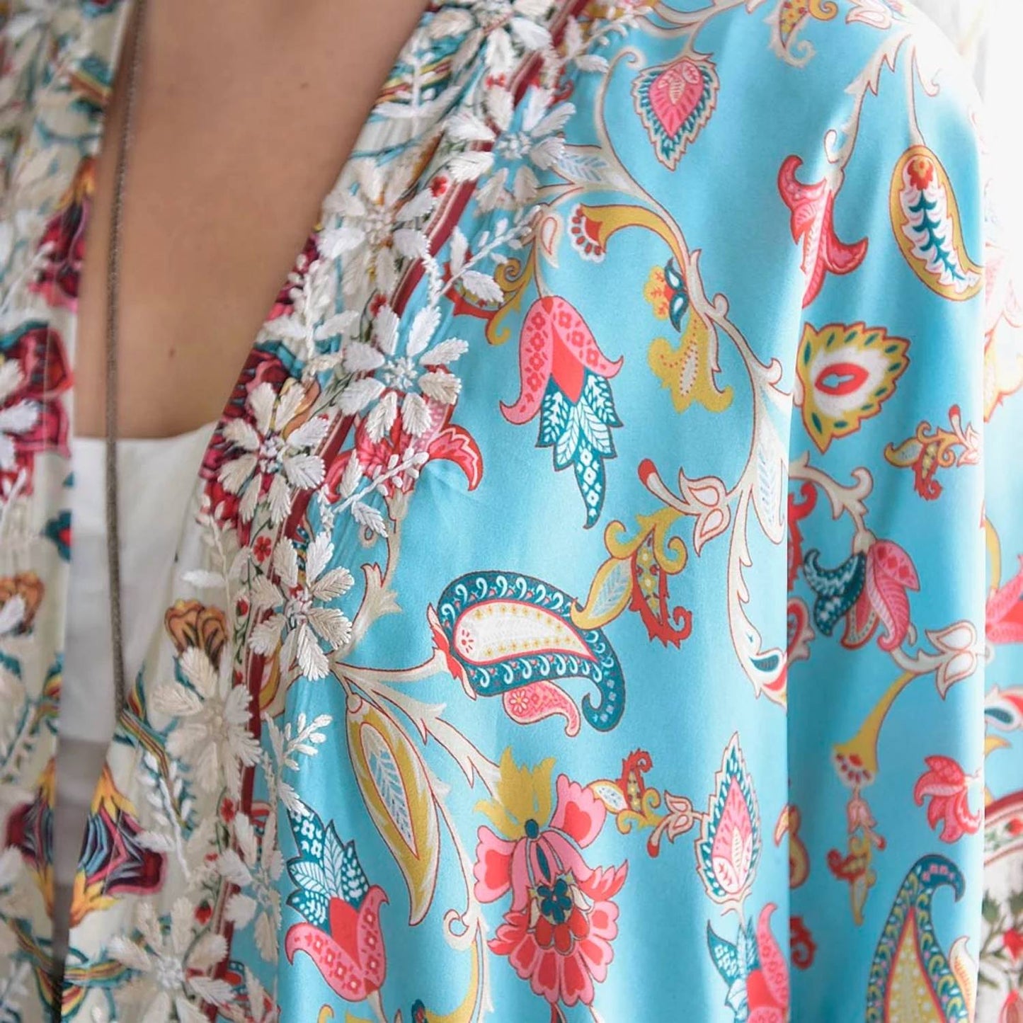 Fishbone Embroidered Kaftan Jacket