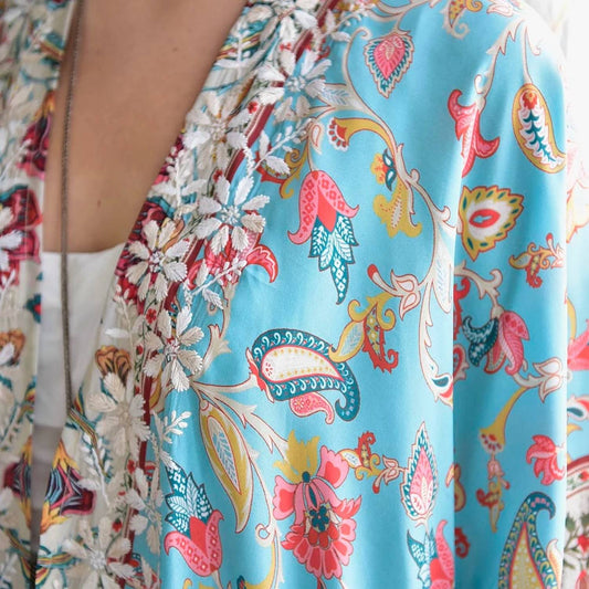 Fishbone Embroidered Kaftan Jacket