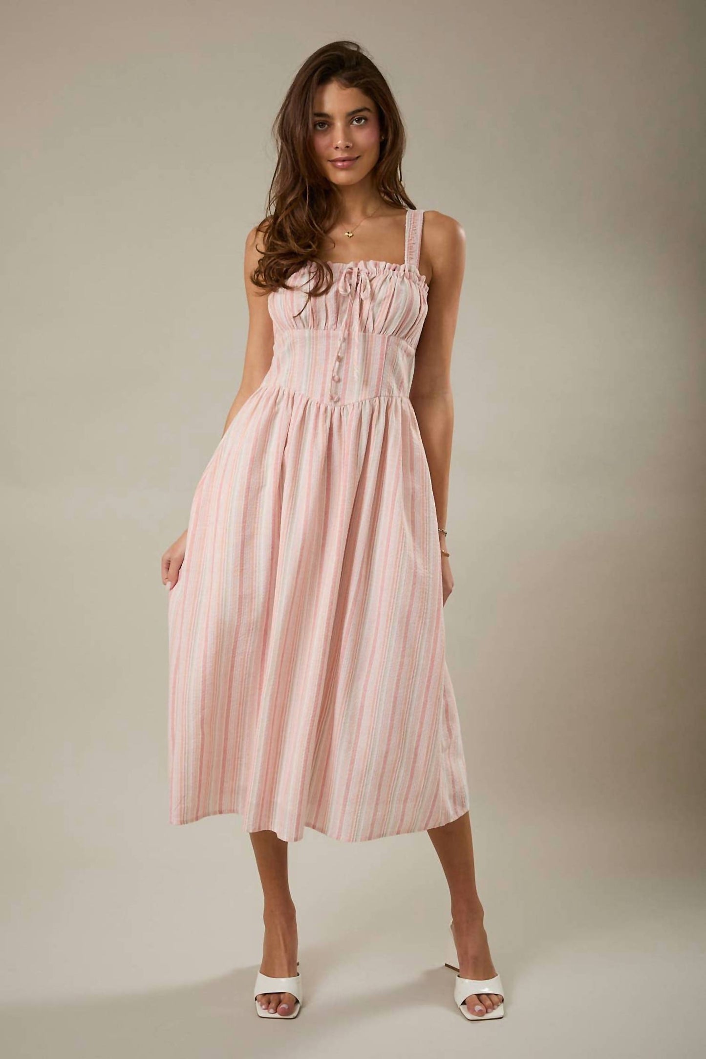 Square Neck Sleeveless Fit And Flare Dress