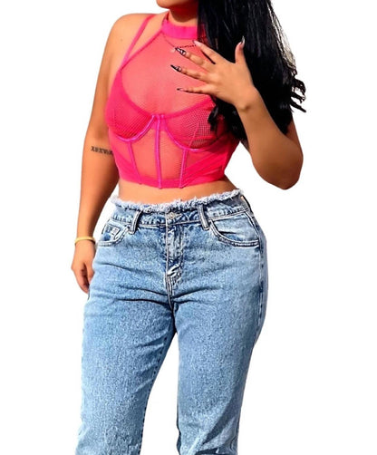 Jonae Sleeveless Corset Crop Top