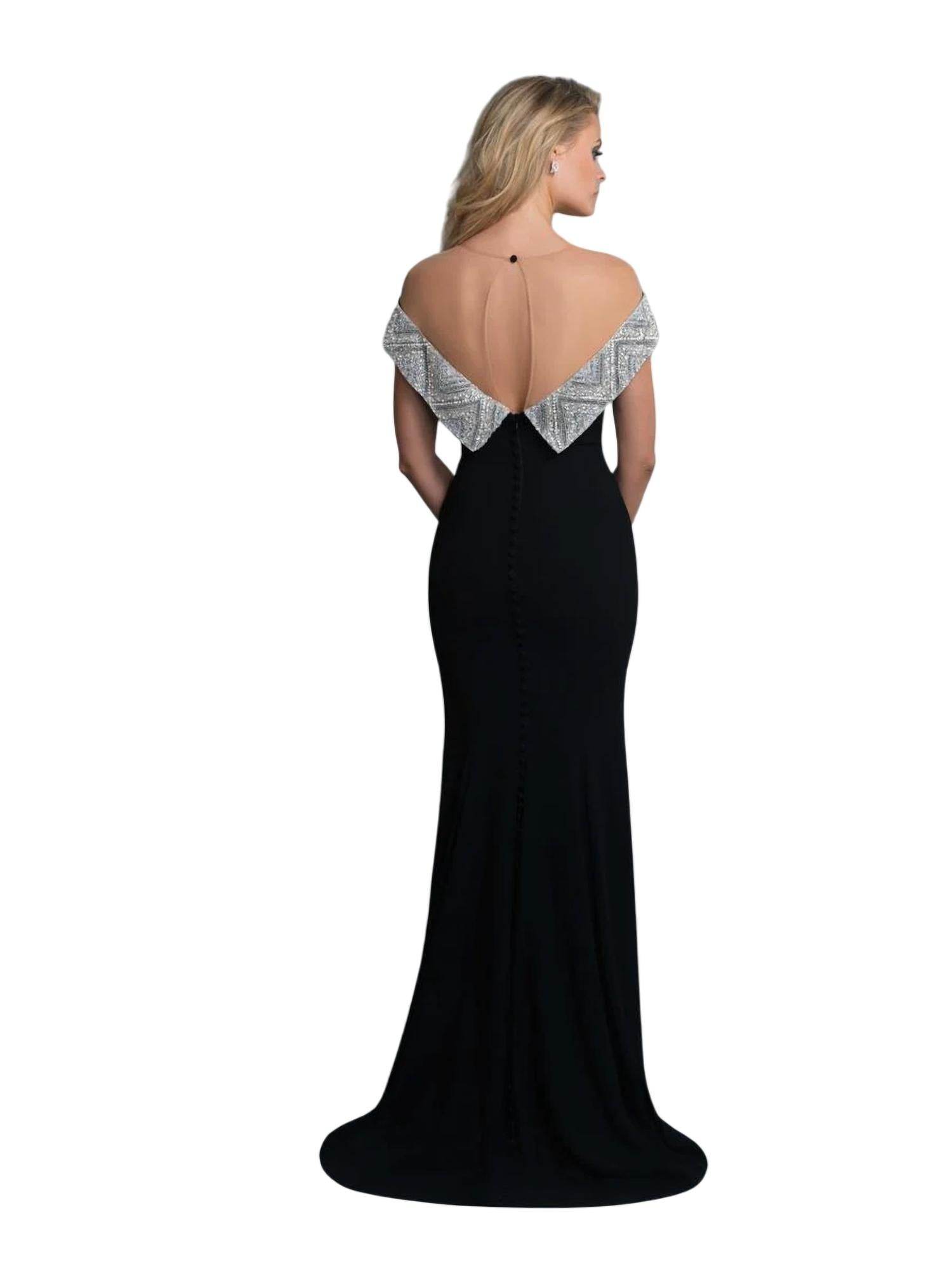 Saboroma - Illusion Off-the-shoulder Gown With Slit - Rack Hunt -