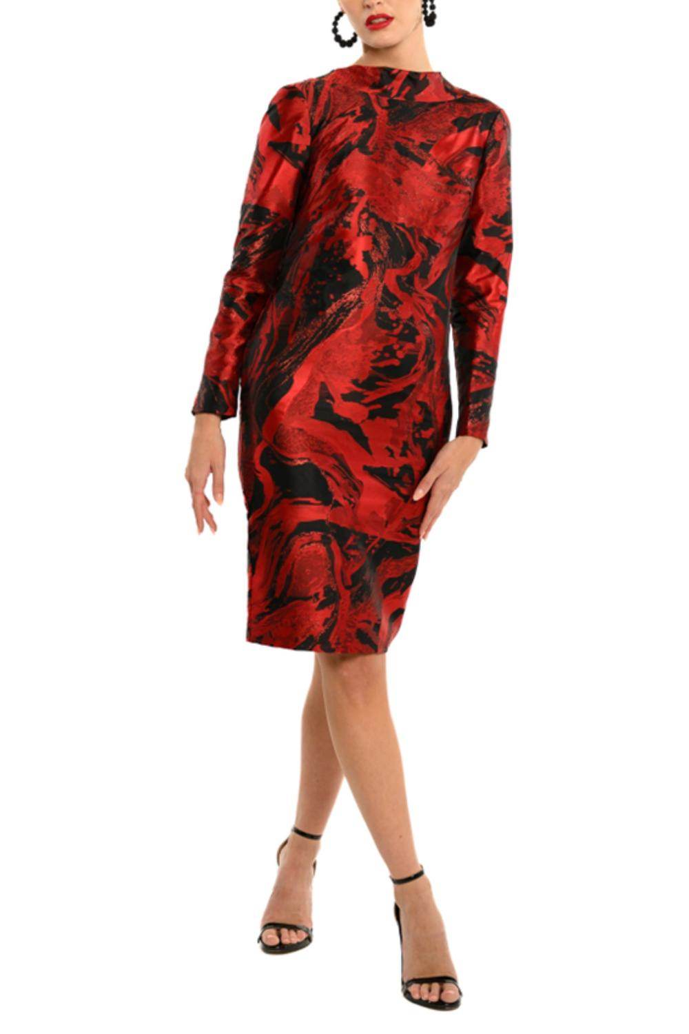 Cenia - Metallic Abstract Back Bow Sheath Dress - Rack Hunt -