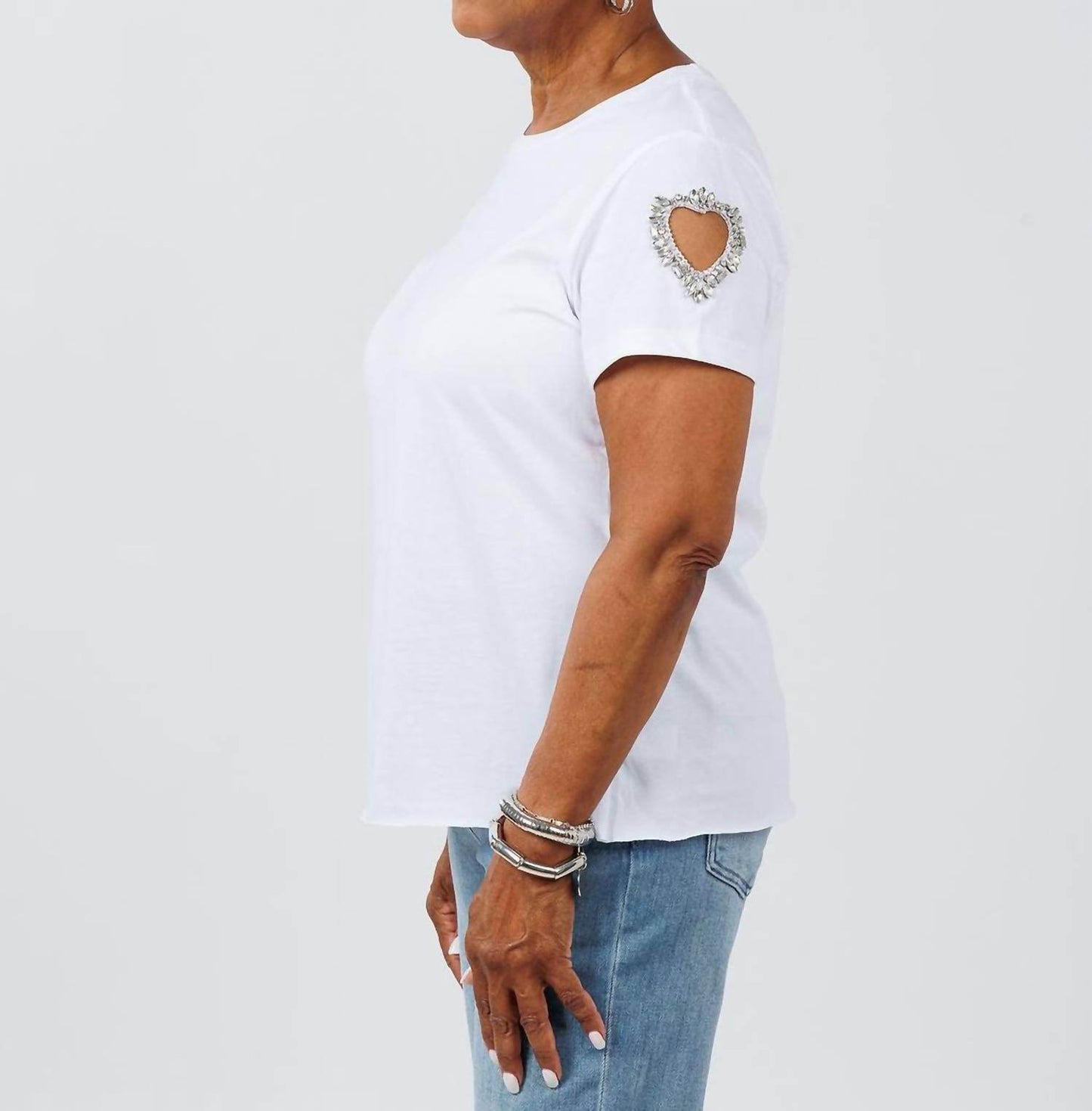 Suzy T - Women's Heart Cut Out Sleeve Top - Rack Hunt -