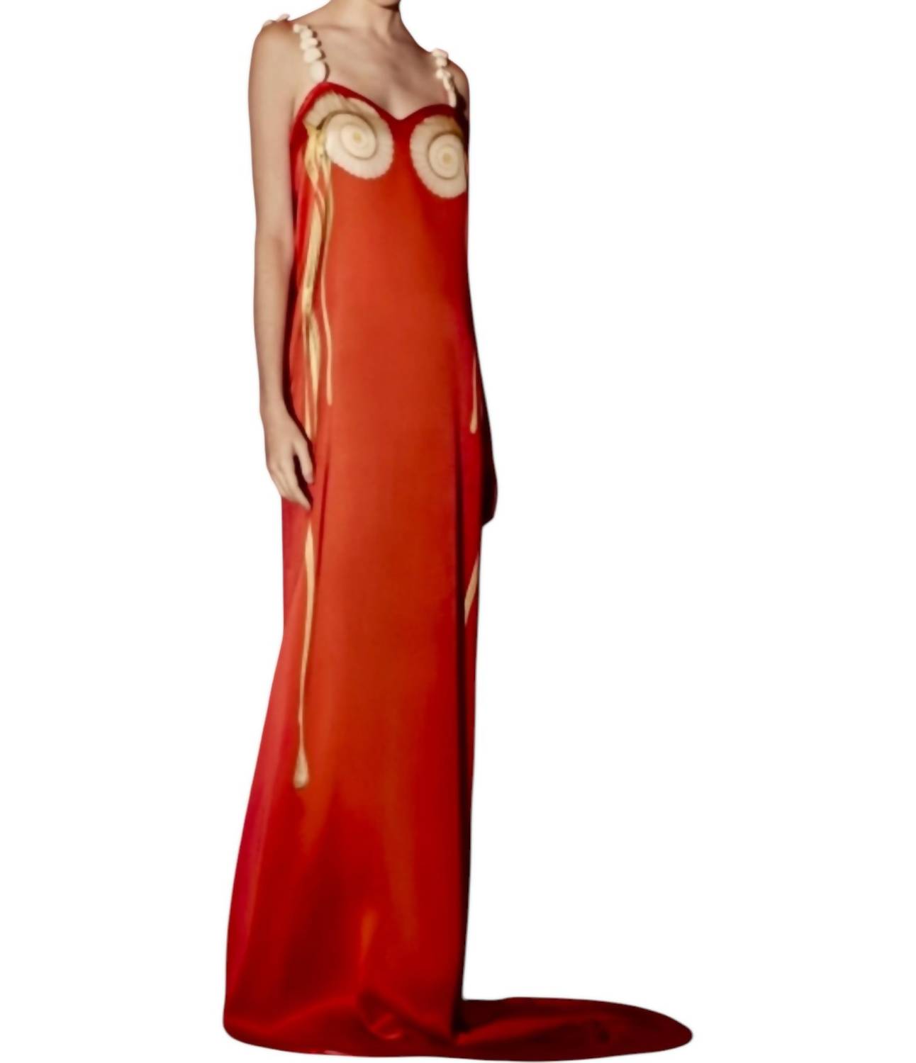 Long Silk Dress With Rock Straps