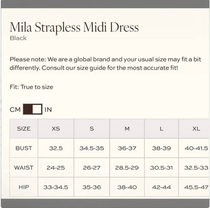 Mila Strapless Midi Dress